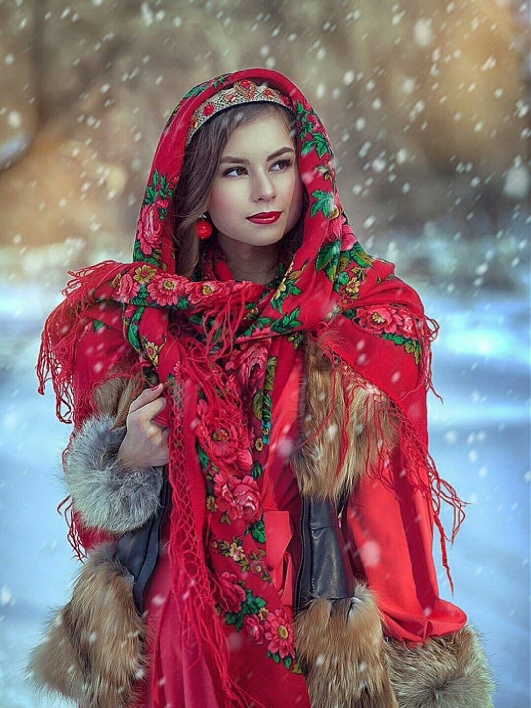 Beautiful girl Women in Slavic costumes in Bhivandi